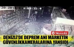 Denizli’de Deprem anı marketin güvenlik kameralarına yansıdı