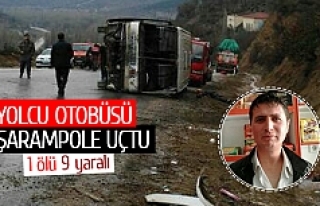 Yolcu otobüsü şarampole uçtu:1 ölü 9 yaralı
