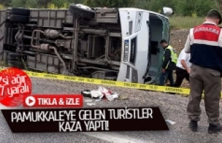 Pamukkale’ye gelen turistler kaza yaptı!