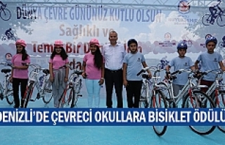 Denizli’de çevreci okullara bisiklet ödülü