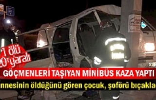Göçmenleri taşıyan minibüs kaza yaptı