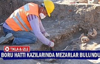 Boru hattı kazılarında mezarlar bulundu