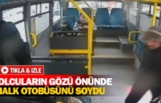 Yolcuların gözü önünde halk otobüsünü soydu 