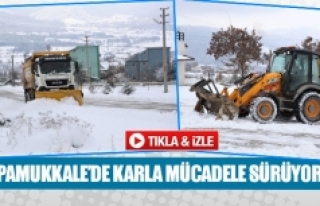 Pamukkale’de karla mücadele sürüyor