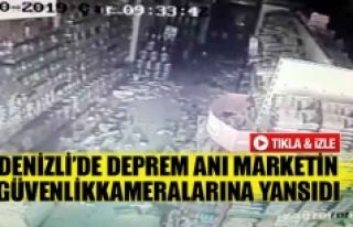 Denizli’de Deprem anı marketin güvenlik kameralarına...