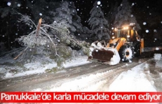 Pamukkale’de karla mücadele devam ediyor