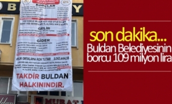 Buldan Belediyesinin borcu 109 milyon lira