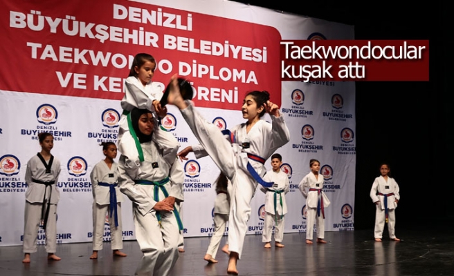 Minik taekwondocular kuşak attı  
